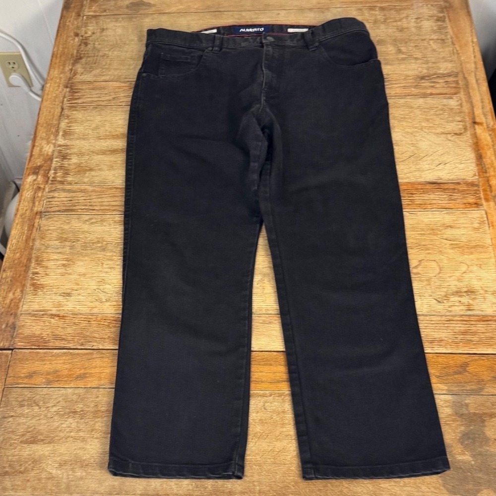 Alberto Jeans Men 36x34 (37x28) Black Modern Fit T400 Denim Stretch Pants